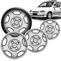 Kit 4 Calotas Corsa 2002 Aro 13 Prata Cubo Baixo Grid