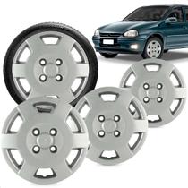 Kit 4 Calotas Corsa Classic 02 a 03 Aro 13 Prata Cubo Baixo Grid