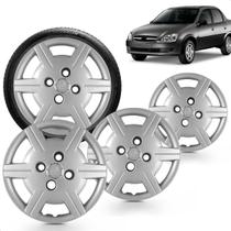 Kit 4 Calotas Corsa Classic 11 a 15 Aro 13 Prata Cubo Baixo Grid