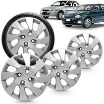 Kit 4 Calotas Corsa Classic Aro 13 Prata Cubo Baixo Grid