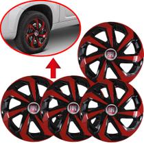 Kit 4 Calotas Esportivas Spider aro 14 Vermelha Fiat Idea Punto GrandSiena Fiorino