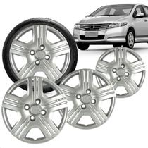 Kit 4 Calotas Fit e City 2010 a 2013 Aro 15 Prata Cubo Padrão Grid Kit 4 Calotas Fit e City 2010 a 2013 Aro 15 Prata Cubo Padrão Grid