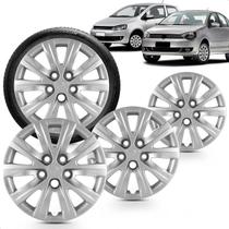 Kit 4 Calotas Fox Polo 12 a 13 Aro 14 Prata Cubo Baixo Grid