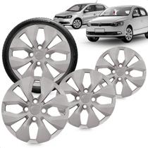 Kit 4 Calotas Gol e Voyage G6 2014 a 2016 Aro 14 Prata Cubo Alto Grid