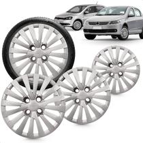 Kit 4 Calotas Gol e Voyage G6 2015 a 2016 Aro 15 Prata Cubo Padrão Grid