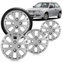 Kit 4 Calotas Gol G4 Ecomotion 2013 Aro 13 Prata Cubo Alto Grid
