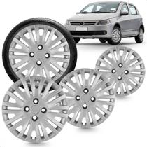 Kit 4 Calotas Gol G5 Power 2009 a 2010 Aro 14 Prata Cubo Alto Grid