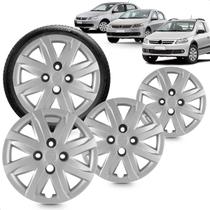 Kit 4 Calotas Gol G5 Saveiro 2012 Aro 14 Prata Cubo Alto Grid