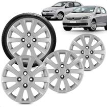 Kit 4 Calotas Gol Voyage G5 2008 2009 2010 2011 2012 Aro 15 Prata Cubo Padrão Grid
