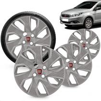 Kit 4 Calotas Grand Siena 2014 2015 Aro 15 Prata Cubo Padrão Grid + Adesivo Resinado 48Mm Fiat Vermelho (4 Pc) Kit 4 Calotas Grand Siena 2014 2015 Aro 15 Prata Cubo Padrão Grid + Adesivo Resinado 48Mm Fiat Vermelho (4 Pc)