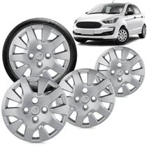 Kit 4 Calotas Ka 2019 2020 Aro 14 Prata Cubo Baixo Grid
