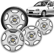 Kit 4 Calotas Modelo Corsa 2002 Cubo Baixo Aro 13 Prata Emblema 51mm Gm Grid