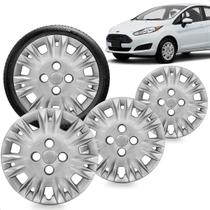 Kit 4 Calotas New Fiesta 14 a 17 Aro 14 Prata Cubo Baixo Grid