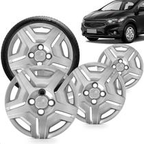 Kit 4 Calotas Onix Prisma 14 a 16 Joy 17 18 Aro 14 Prata Cubo Baixo Grid
