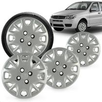Kit 4 Calotas Palio Elx 2001 a 2005 Aro 13 Prata Cubo Baixo Grid