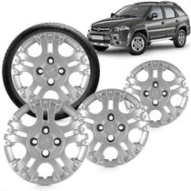 Kit 4 Calotas Palio Weekend Locker G4 2008 Aro 14 Prata Cubo Alto Grid