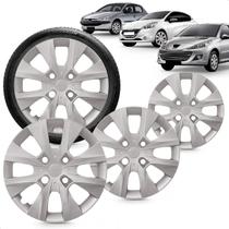 Kit 4 Calotas Peugeot 206 207 208 15 a 16 Aro 14 Prata Cubo Baixo Grid