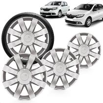Kit 4 Calotas Sandero e Logan 2015 e 2016 Aro 15 Prata Aro de Pressão Grid