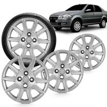 Kit 4 Calotas Siena 12 a 13 Aro 14 Prata Cubo Baixo Grid Kit 4 Calotas Siena 12 a 13 Aro 14 Prata Cubo Baixo Grid