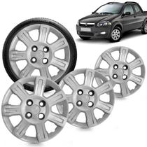 Kit 4 Calotas Strada Trekking 2014 Aro 14 Prata Cubo Alto Grid Kit 4 Calotas Strada Trekking 2014 Aro 14 Prata Cubo Alto Grid