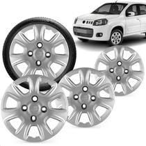 Kit 4 Calotas Uno Vivace 11 a 13 Aro 13 Prata Cubo Baixo Grid
