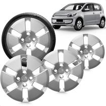 Kit 4 Calotas Up 14 a 16 Aro 14 Prata Cubo Baixo Grid