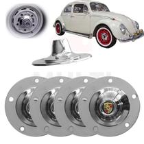 Kit 4 Calotas Viagem Cromo VW Fusca Kombi com Logo Porsche Kit 4 Calotas Viagem Cromo VW Fusca Kombi com Logo Porsche