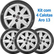 Kit 4 Calotas Vw Gol Voyage G5 Aro 13 Com Emblema 047Ca