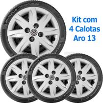 Kit 4 Calotas Vw Gol Voyage G5 Aro 13 com Emblema 047ca - grid