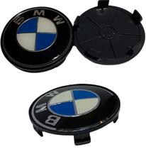 Kit 4 Calotinhas Centro Roda Bmw 69Mm Abs Azul Importada