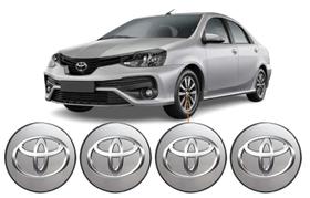 Kit 4 Calotinhas Miolo Roda Toyota Yaris 2019 2020 2021 22