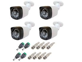 kit 4 Câmera Bullet 4x1 Hd 720p Lente 2,8mm Infra 20 Metros + Conectores