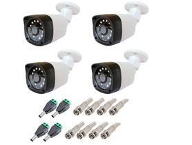 kit 4 Câmera Bullet 4x1 Hd 720p Lente 2,8mm Infra 20 Metros + Conectores