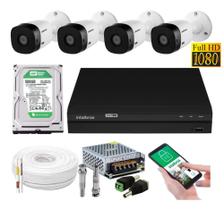 kit 4 Camera de Seguranca Intelbras 2mp 1220b Dvr 4 Canais Multi Hd