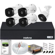 Kit 4 Camera de Segurança Intelbras Alta Resolução 1120 Vhl Hd 1tb + 1 Câmera Wifi Full hd Im5 Ext