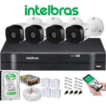 Kit 4 Camera de Segurança Intelbras Alta Resolução 1120 Vhl Hd 500gb+4 Caixa Protetora de Conector