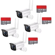 Kit 4 Câmera De Segurança Ip Wifi Externa 2 Antenas + 4 Cartão 128gb