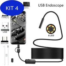 Kit 4 Câmera Endoscópio Flexível Usb Para Celular Android 2