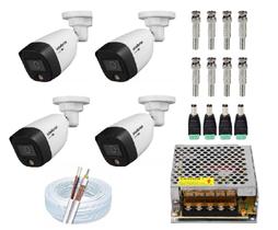 Kit 4 Câmera Full Color Full HD Intelbras C/ Infravermelho 20m Vhd 1220 B + Assessórios
