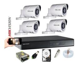 Kit 4 Câmera Hilook Fullhd 1080p+ Dvr 04c Hikvision Completo