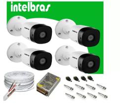 Kit 4 Câmera Intelbras C/ Infravermelho 20m 1120 B + Assessórios