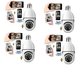 Kit 4 Camera Ip Segurança Lampada Yoosee Panoramica Wifi1080 Espia