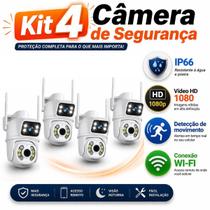 KIT 4 Câmera IP Wi-Fi Full HD 1080p Ângulo Duplo com Áudio e Movimento KIT 4 Câmera IP Wi-Fi Full HD 1080p Ângulo Duplo com Áudio e Movimento