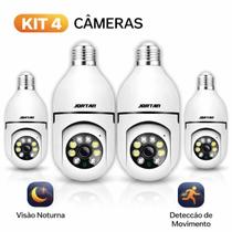 KIT 4 Câmera Lâmpada WiFi Full HD 1080p Segurança Residencial com Visão Noturna Áudio Bidirecional e Detecção