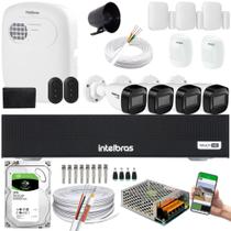 Kit 4 Câmeras 1130B Dvr 3004-C Intelbras + kit Alarme+ivp 2000+xas 4010 + HD 3TB