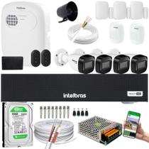Kit 4 Câmeras 1130B Dvr Intelbras + kit Alarme+ivp 2000+xas 4010 + HD 500GB