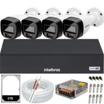 Kit 4 Câmeras 1220 B Full Color Dvr Intelbras Mhdx 4 Canais hd 1TB Colorido 24hrs