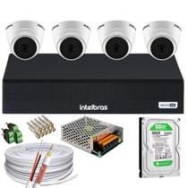 Kit 4 Câmeras 1220 D MIC Fullhd DVR 3004 Intelbras C Áudio