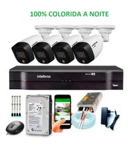 Kit 4 Câmeras 1220 Full Color Dvr Intelbras Mhdx 4 Canais c/hd 1tb