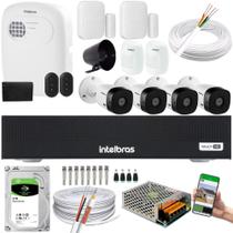 Kit 4 Câmeras 1220B Dvr Intelbras + kit Alarme+ivp 2000+xas 4010 + HD 2tb